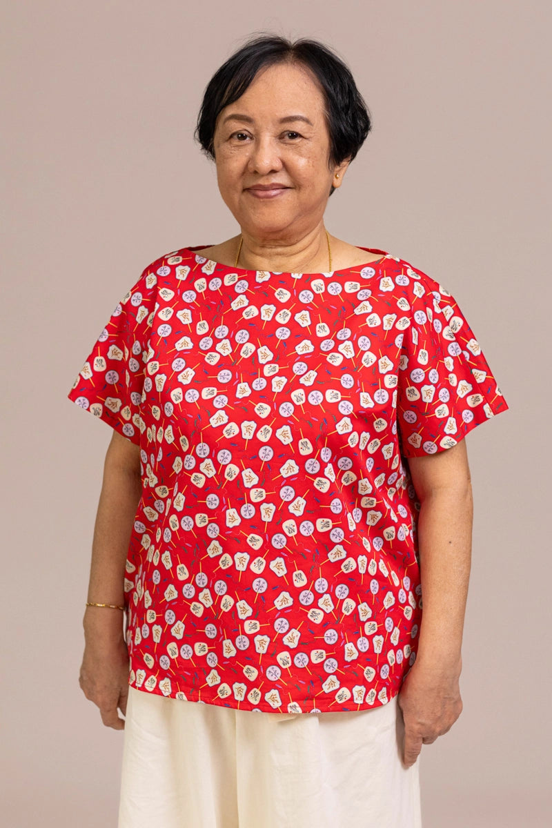 Ladies Becca Top - Red Fans