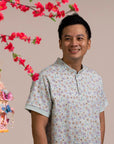 Men's Mandarin-collared Polo Tee - Blue Fans