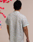 Men's Mandarin-collared Polo Tee - Blue Fans