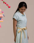 Ladies Shirly Dress - Teal Plaid Tiles