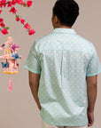 Men's Shirt - Teal Plaid Tiles