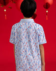 Polo Tee - Blue Lucky Bamboo