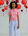 Ashley Top - Pink Floral Lanterns
