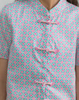 Ashley Top - Pink Teal Mosaic