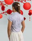 Ladies Alana Top - Pink Teal Mosaic
