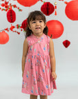 Flare Cheongsam - Pink Floral Lanterns