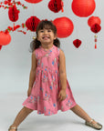 Flare Cheongsam - Pink Floral Lanterns