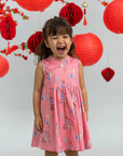 Flare Cheongsam - Pink Floral Lanterns