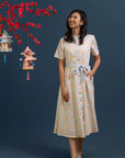 Ladies Sasha Dress - Cream Floral Bamboo