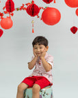 Mandarin-collared Polo Tee - Firecracker Mickey