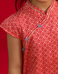 Cheongsam - Peach Red Mosaic