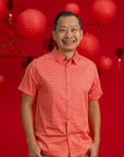 Men's Shirt - Peach Red Mosaic