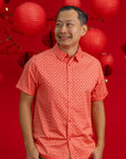 Men's Shirt - Peach Red Mosaic