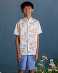 Mandarin-collared Shirt - Pastel Tree Songbirds