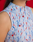 Ladies Mini Harper Cheongsam - Blue Lucky Bamboo