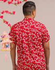 Men's Mandarin-collared Shirt - Red Fans