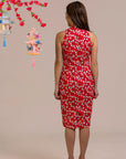 Ladies Heidi Cheongsam - Red Fans
