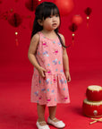 Sleeveless Dress - Pink Teapots