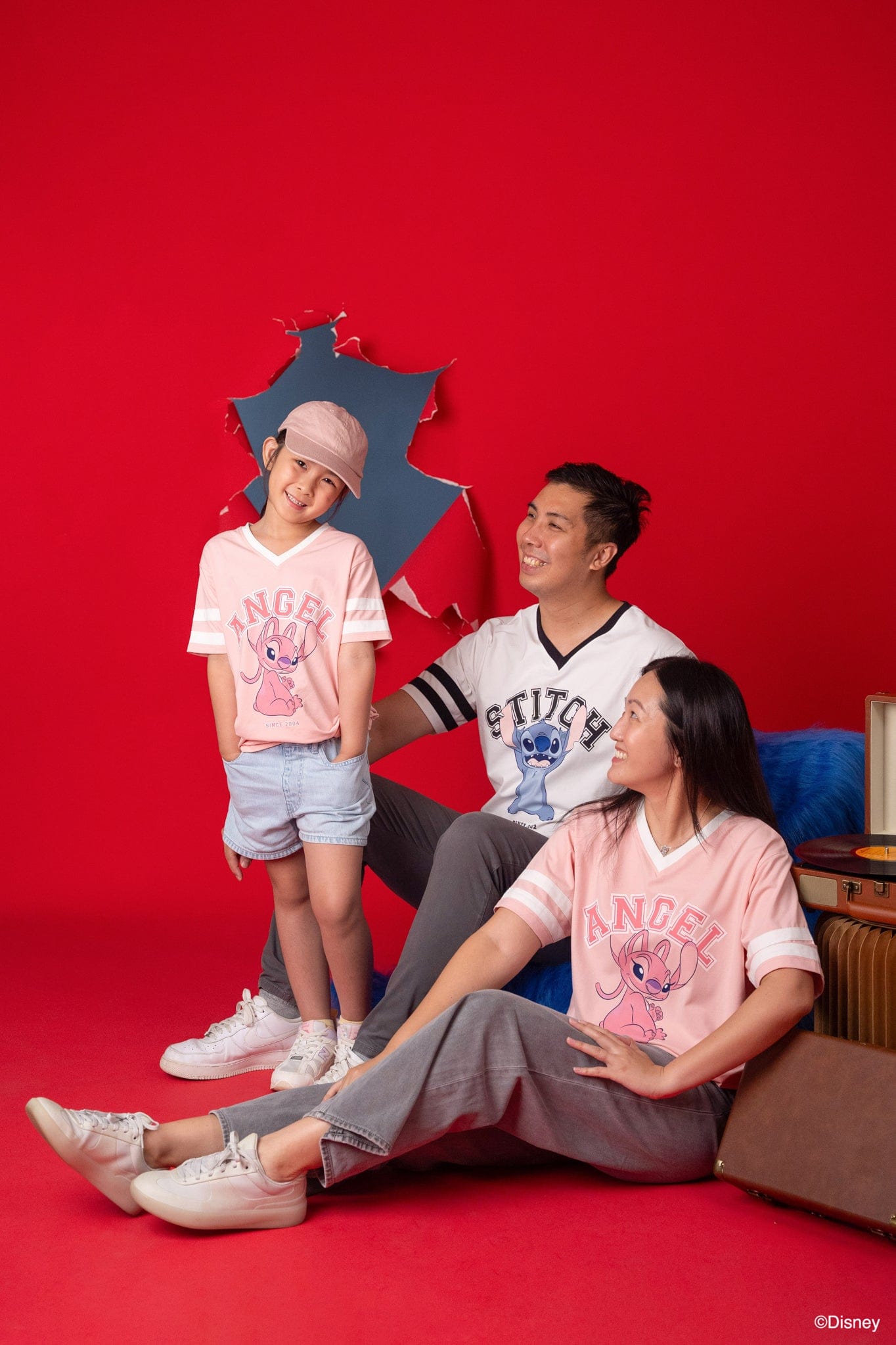 Family wearing Stitch tees