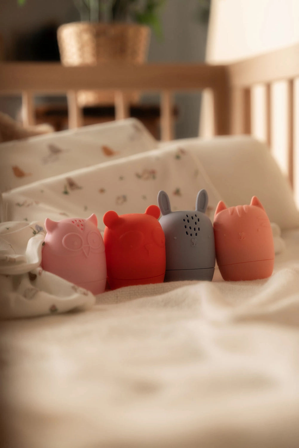 Four animal-shaped silicone bath toys 