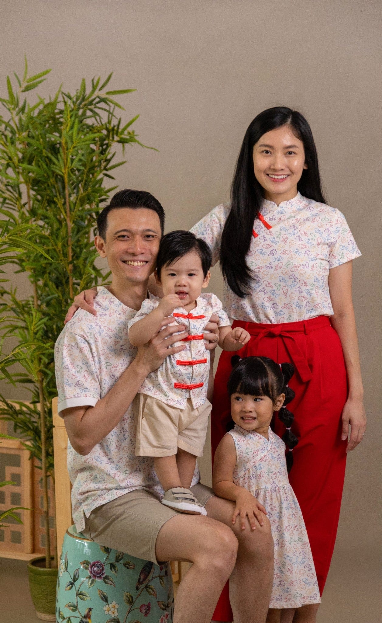 Family portrait in traditional outfits