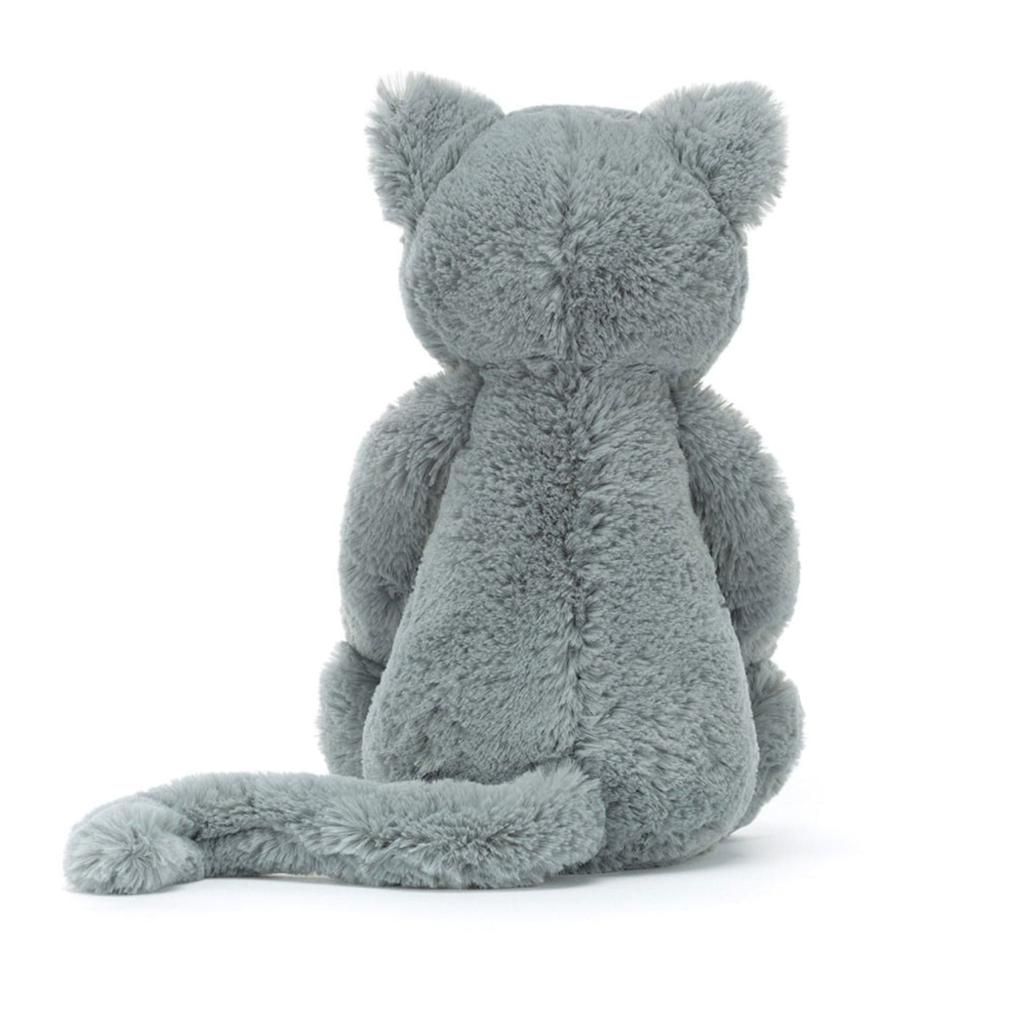 Bashful kitten plush toy, back view