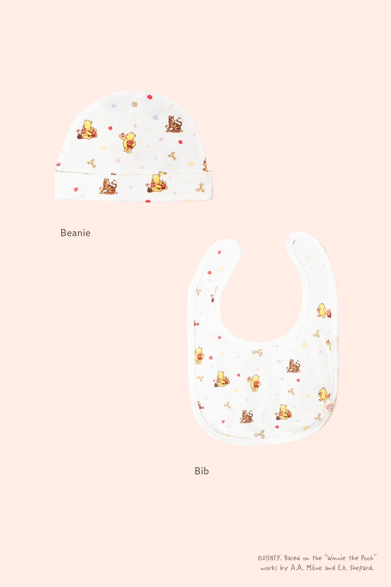 classic gift set in white harvest pooh beanie and bib
