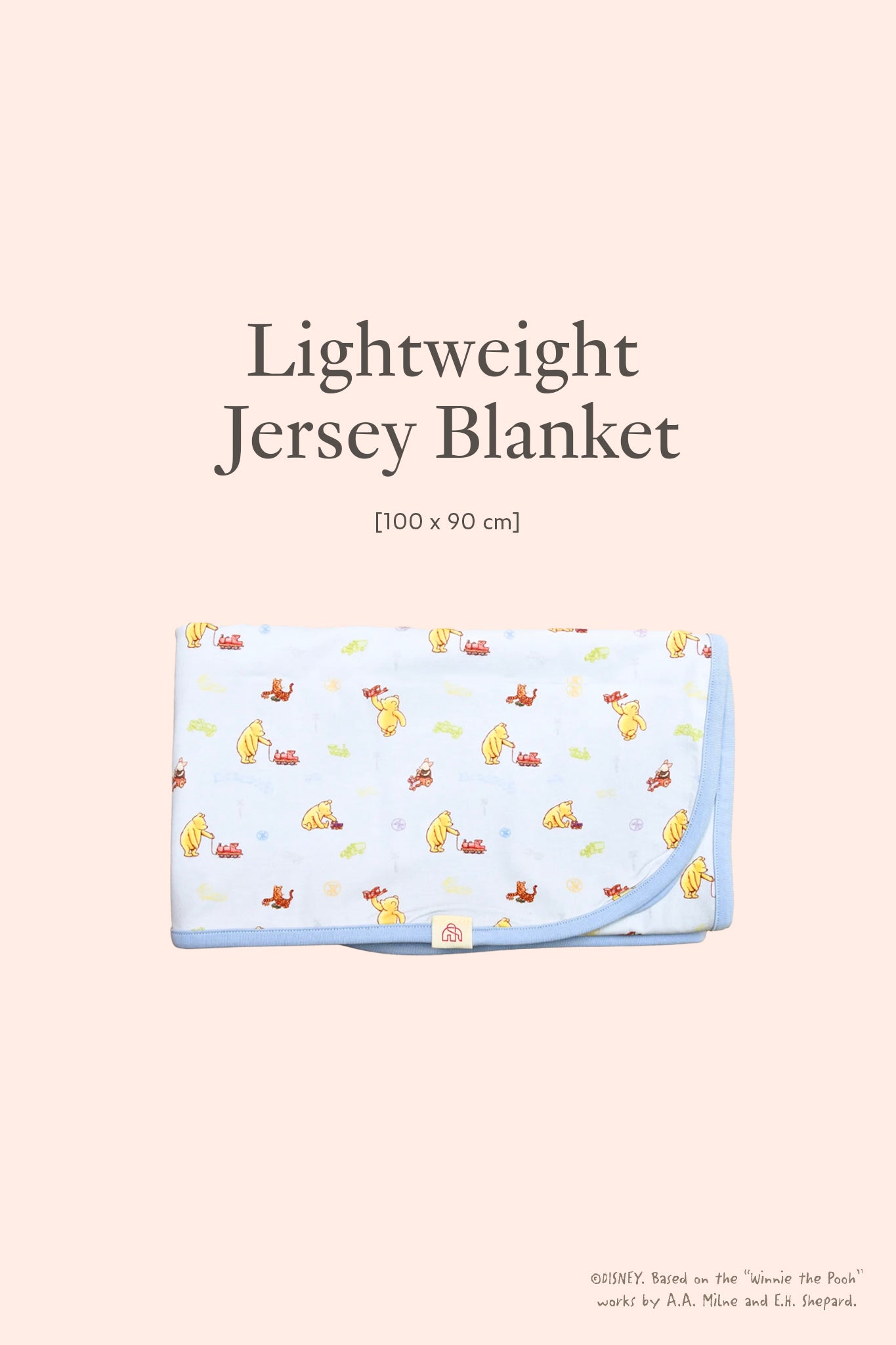 Classic blue trains pooh gift set blanket