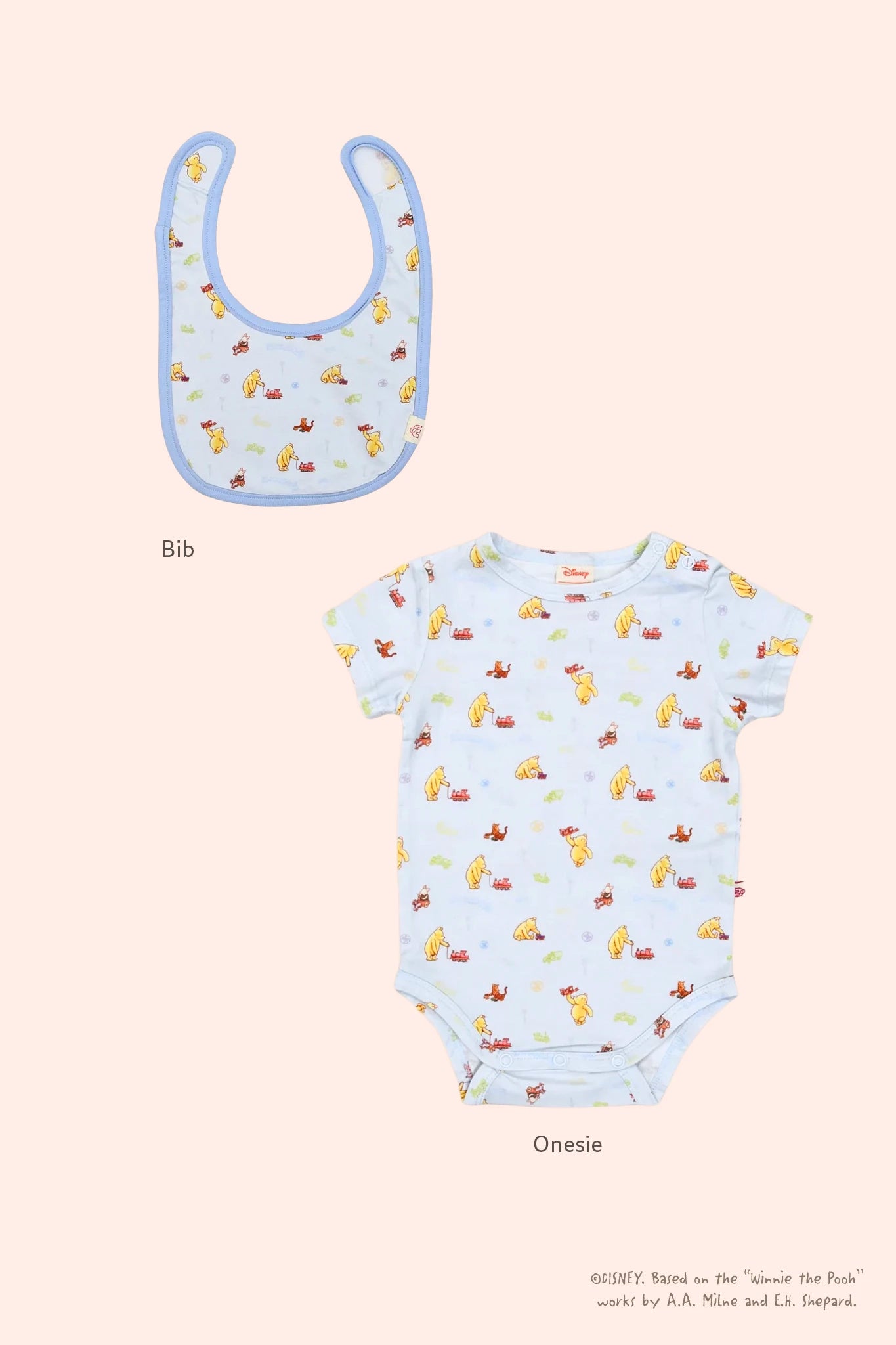 Bib and onesie in bed time boy set