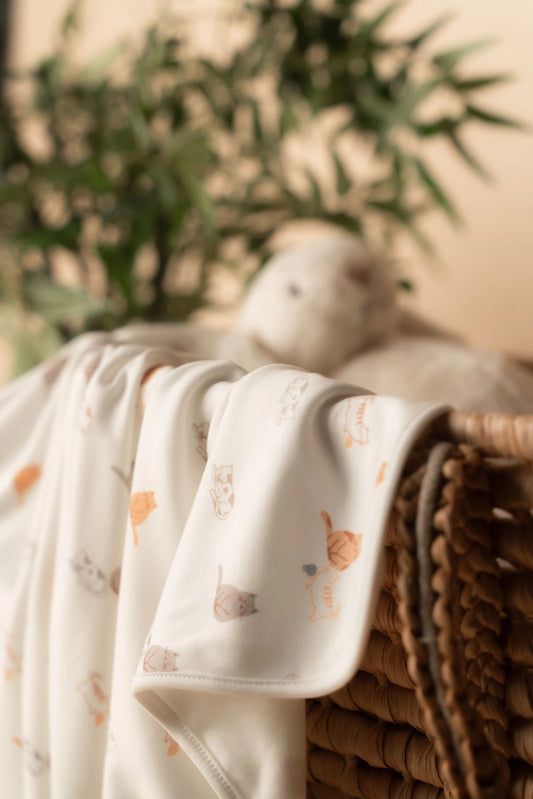Bamboo Jersey Baby Blanket Sleepy Cats