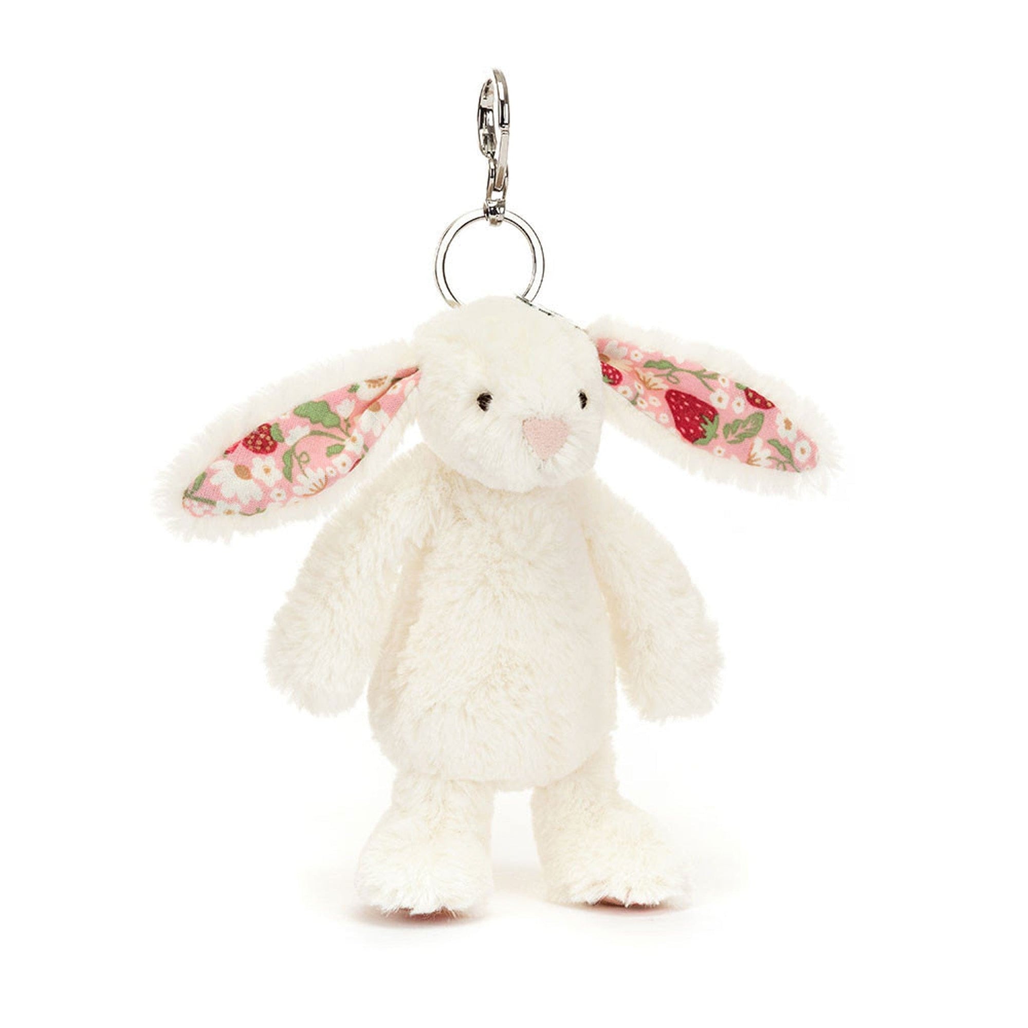 Cream Blossom Bunny Bag Charm with Berry Ears