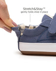 Back view of Bossy Green Sneakers in Lona Azul Klein showing the Stretch&Stay elastic heel