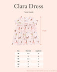 Clara Dress size guide measurement chart 