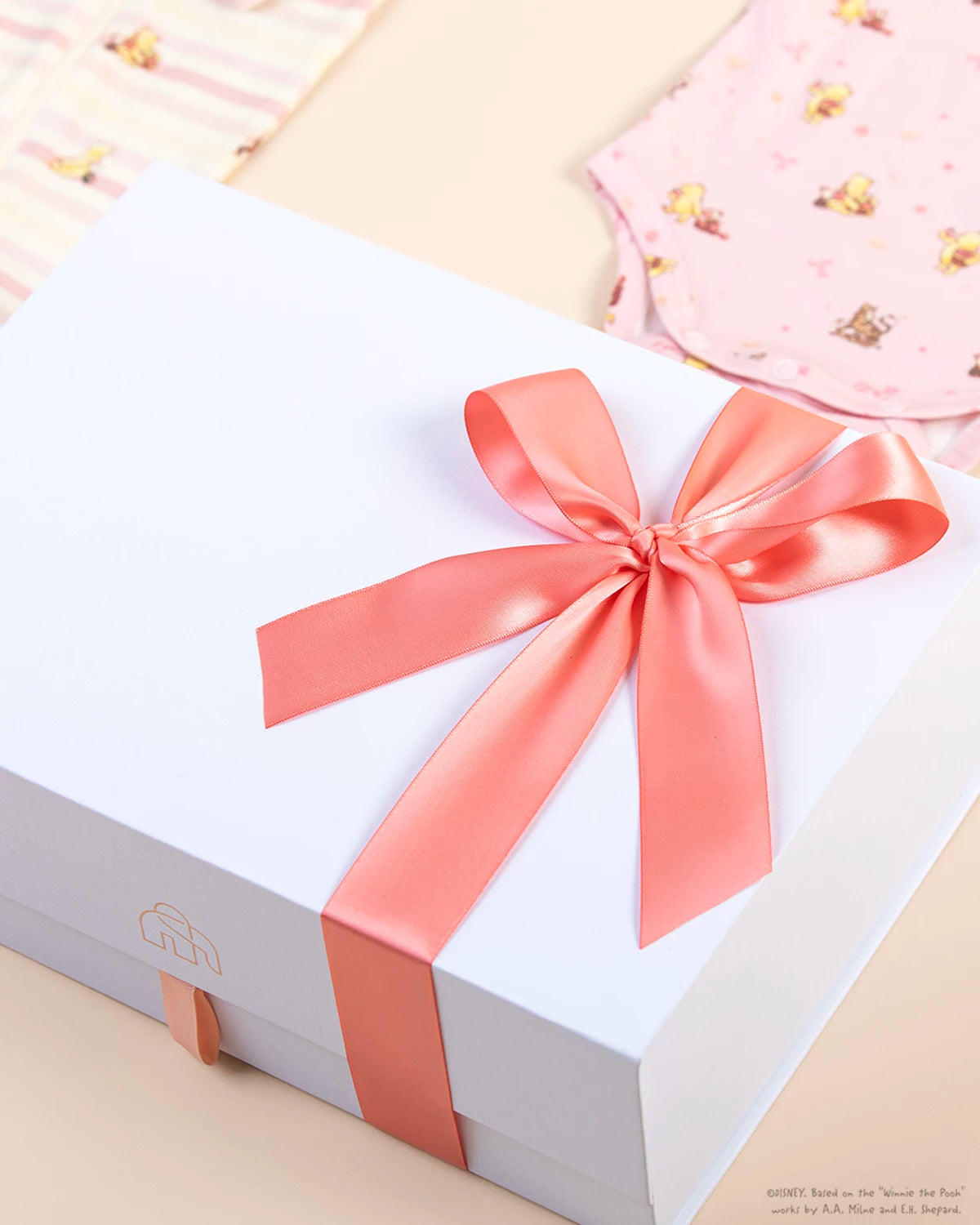 Luxury personalised baby gift box with ribbon packaging