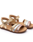 Pair of Tip Toey Joey Coil Sandals in Metal Gold / Sterling Silver / Rose Gold, kids shoes