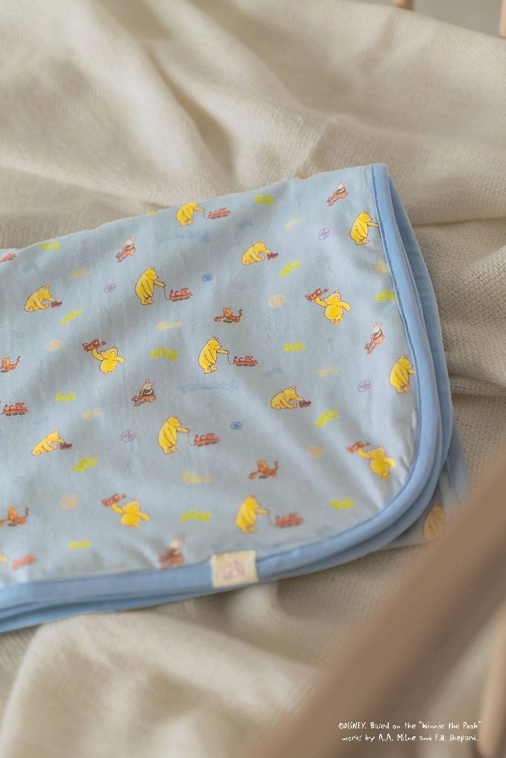 Jersey Blanket - Blue Trains Pooh