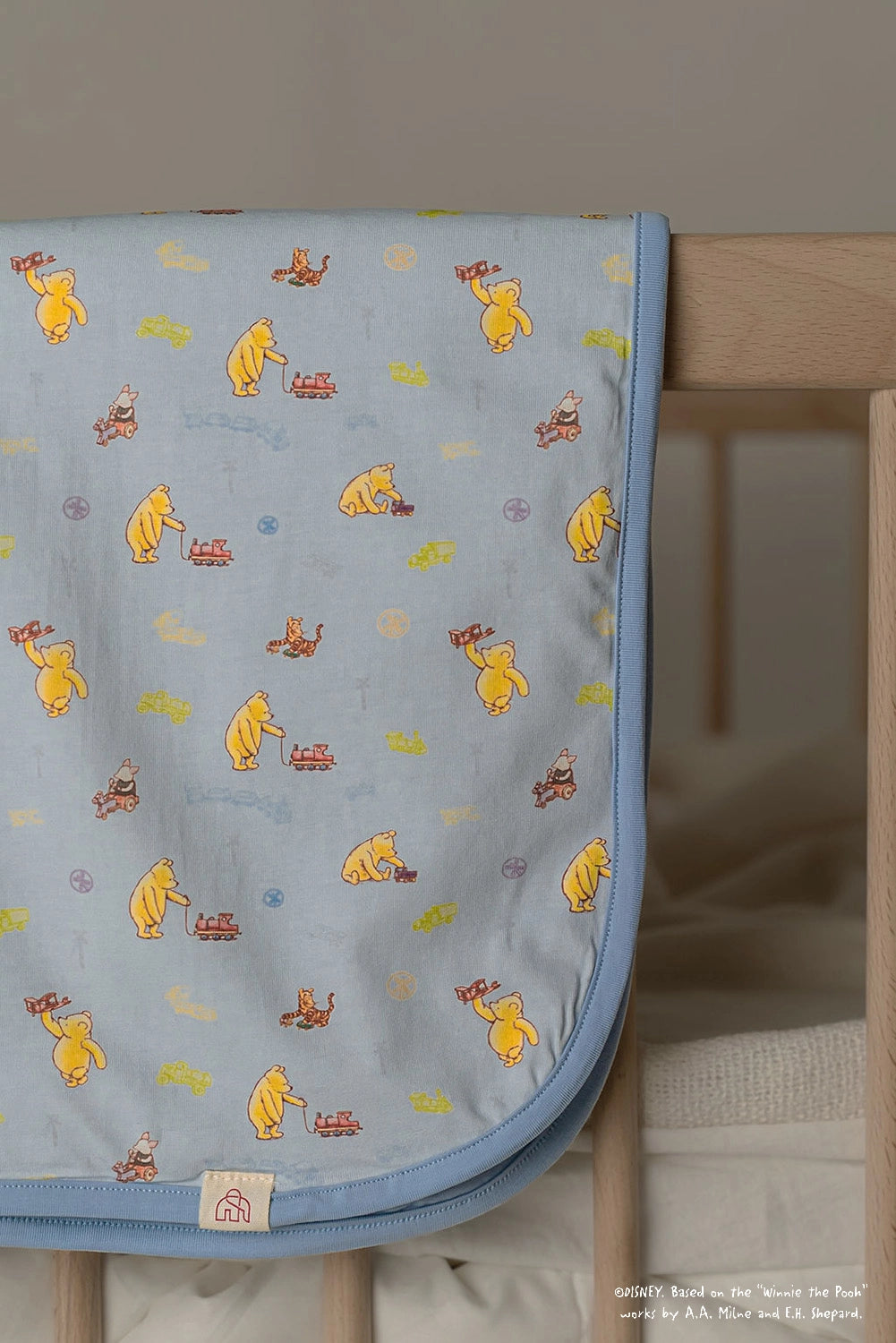Jersey Blanket - Blue Trains Pooh