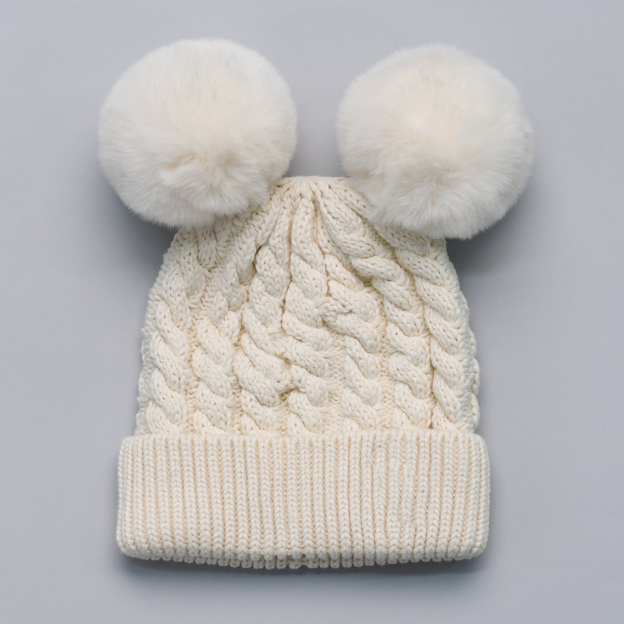 Personalisable Double-Pom Beanie - Cream