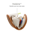 Tip Toey Joey Explore Born to Move Sandals in Tapioca bending at the toe to show the flexible sole