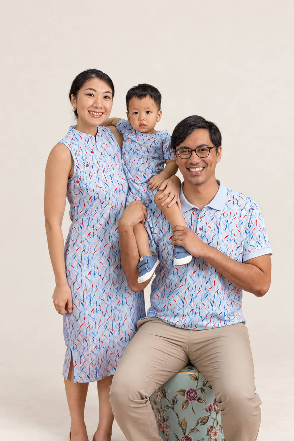 Short-sleeve Romper - Blue Lucky Bamboo