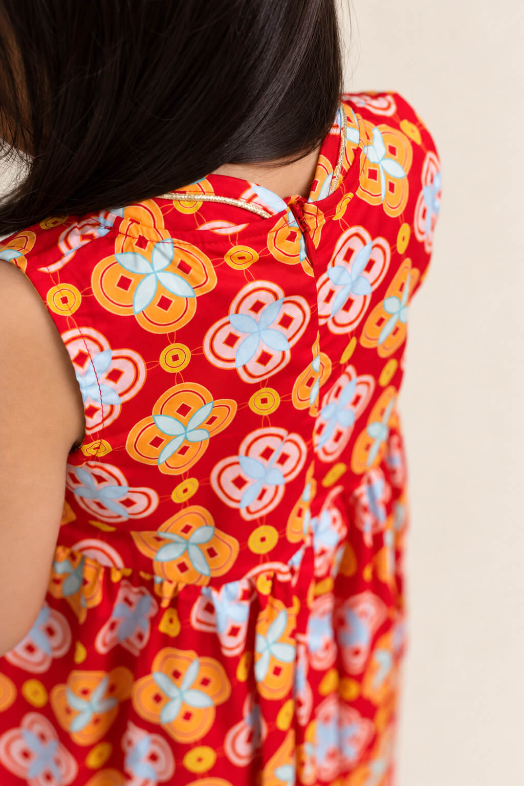 Flare Cheongsam - Red Lucky Coins back