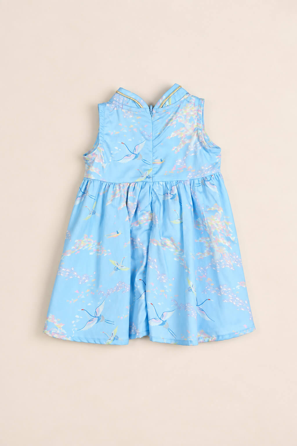 Flare Cheongsam - Blue Cranes