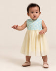 Flare Tulle Cheongsam - Teal Plaid Tiles