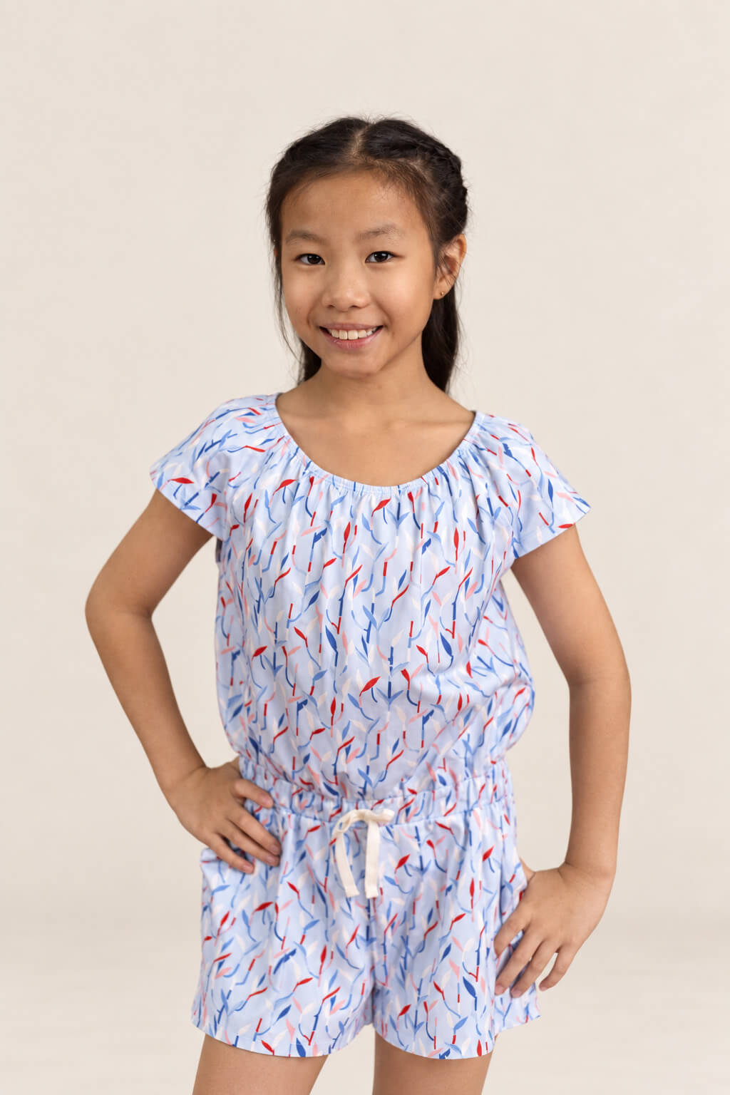 Flutter Playsuit - Blue Lucky Bamboo