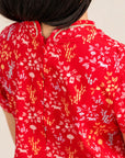 Jersey Wendy Cheongsam - Red Floral Bamboo