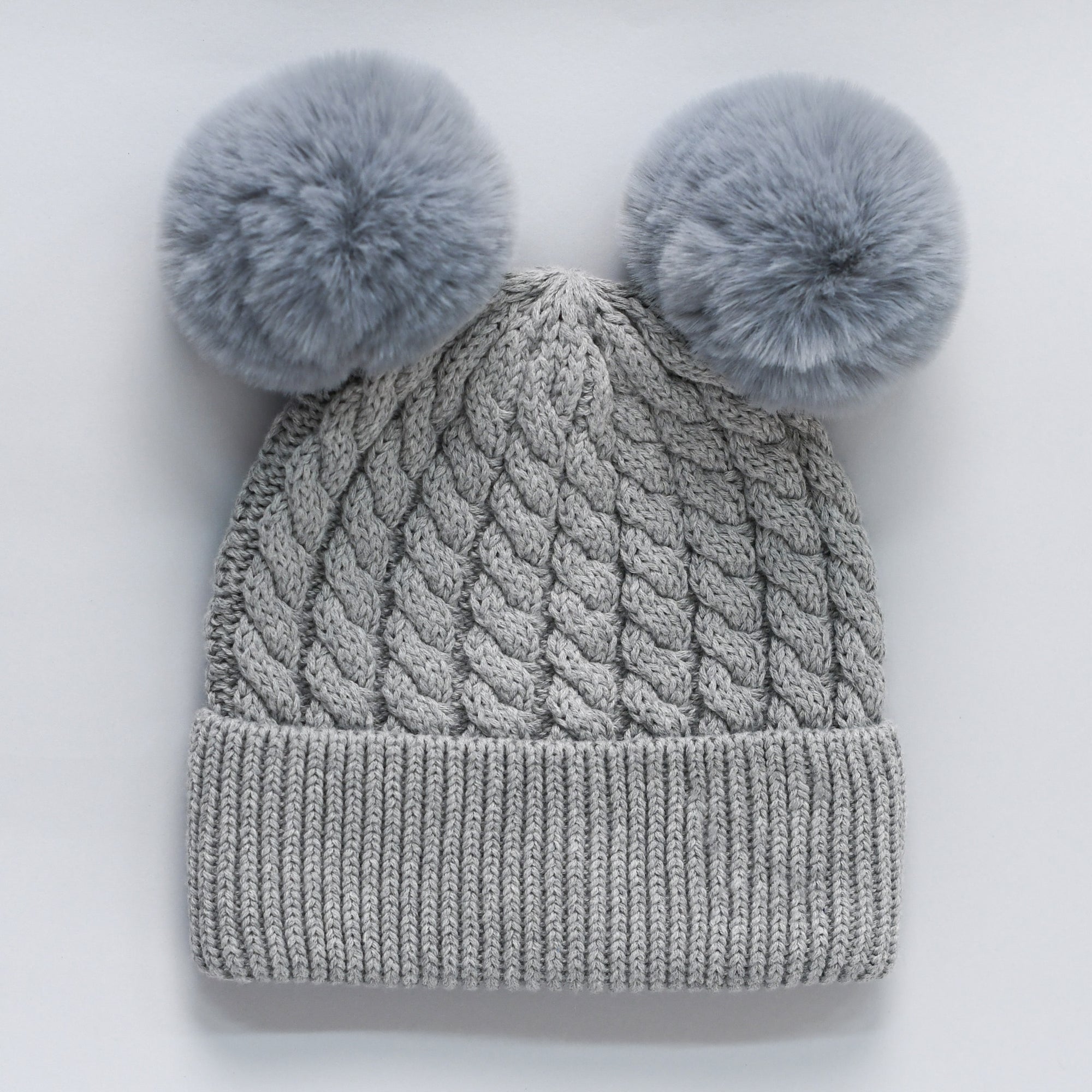 Personalisable Double-Pom Beanie - Grey
