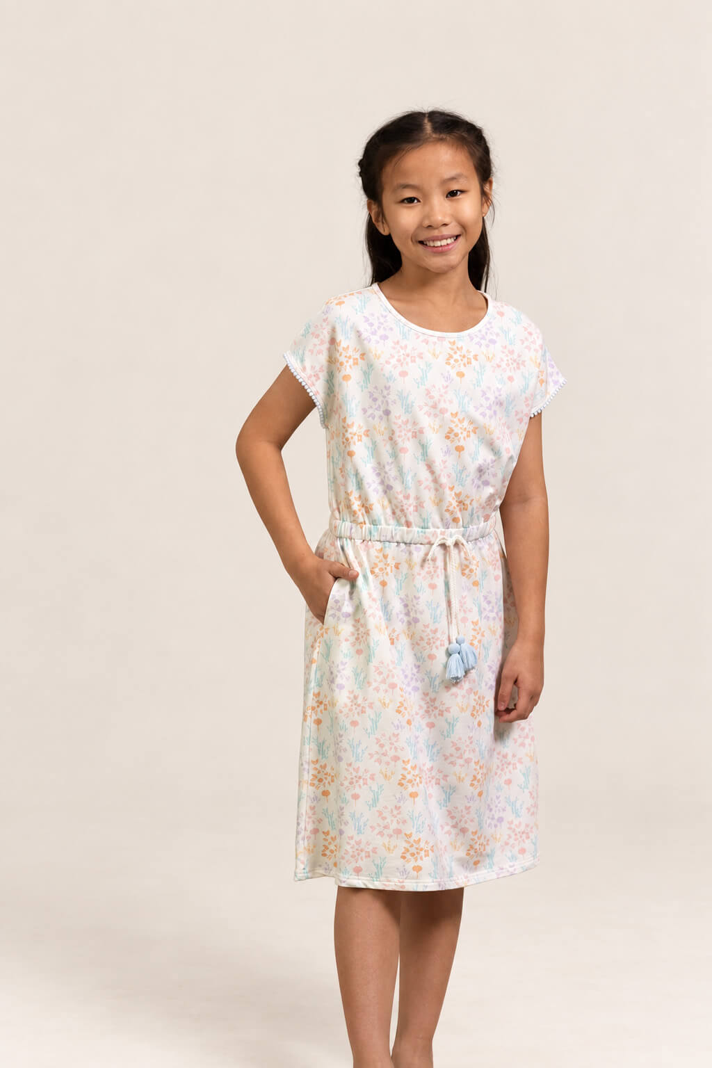 Hayley Dress - Cream Floral Bamboo
