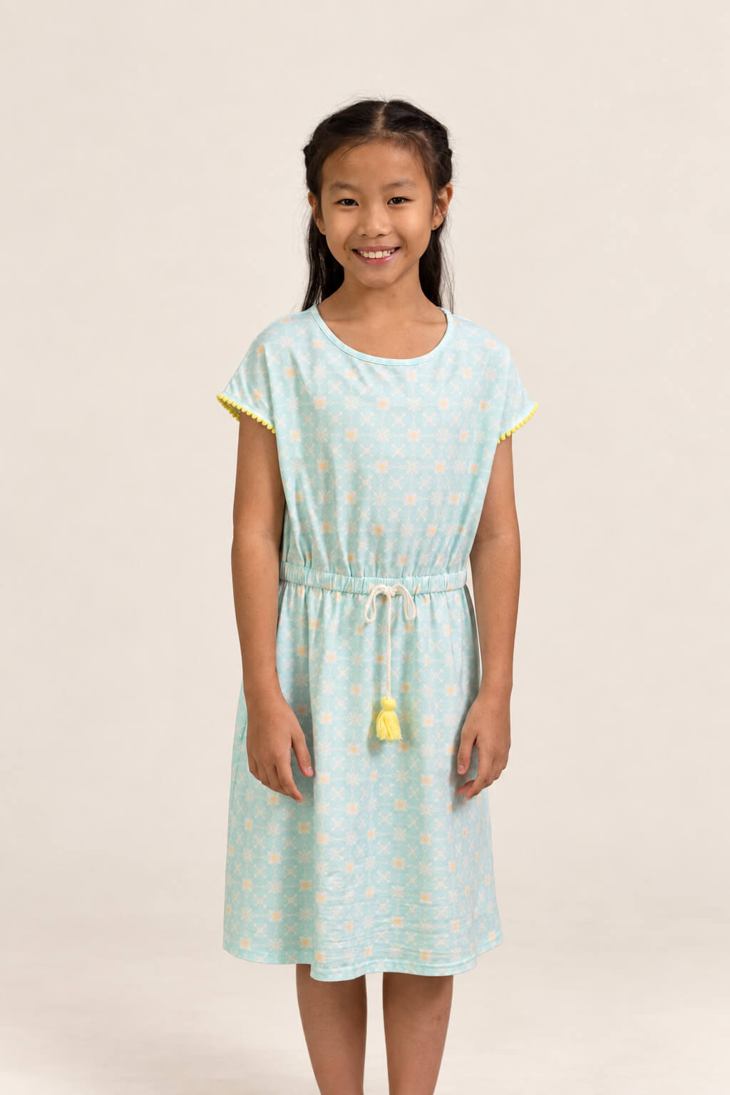 Hayley Dress - Teal Plaid Tiles