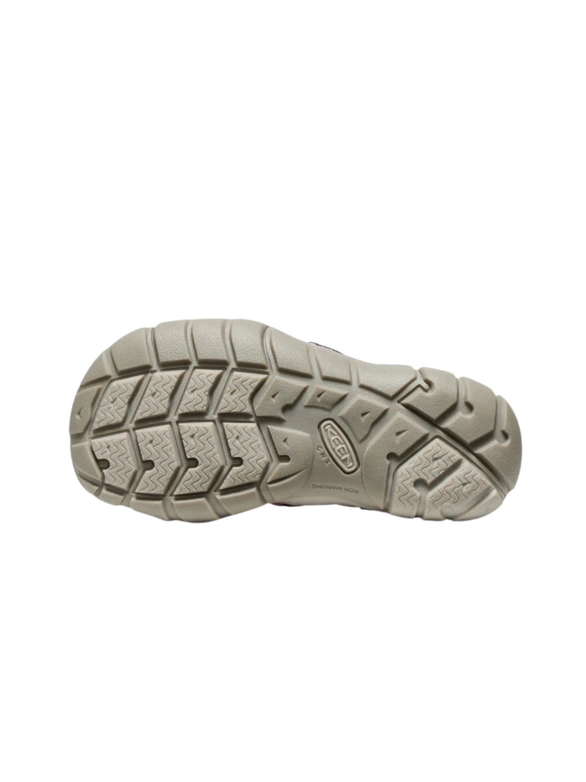 The underside of the Daisies Marina shoe, showing the high-traction tan rubber outsole designed for stability on land and in water.