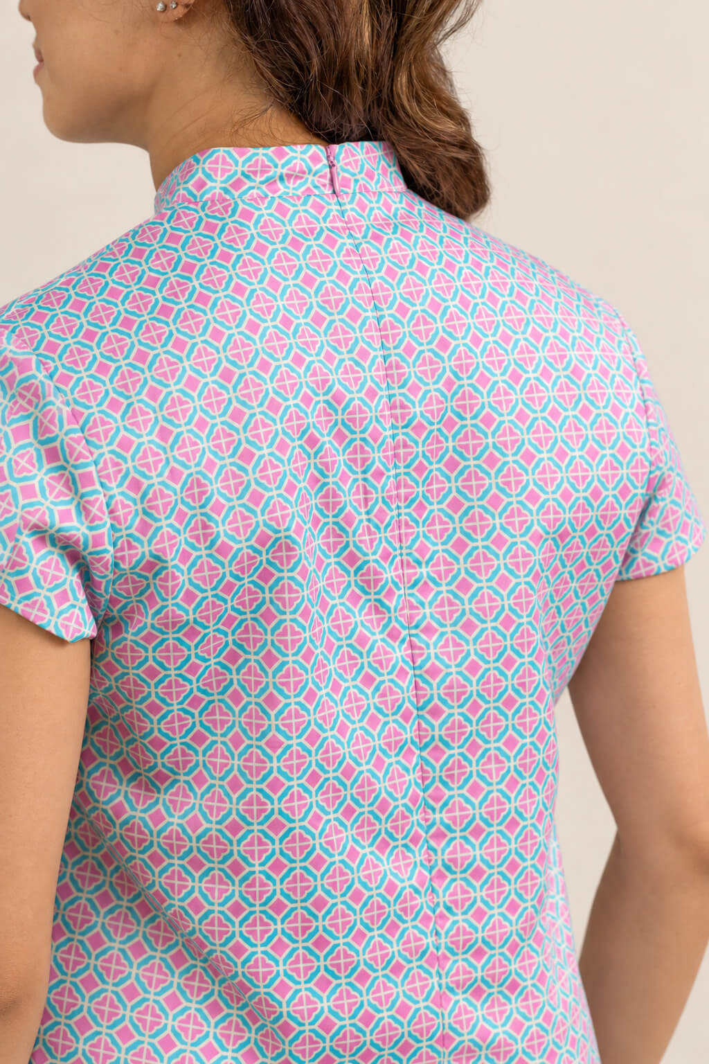 Ladies Alana Top - Pink Teal Mosaic
